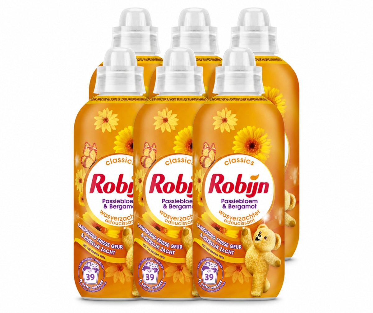 6 x Robijn – Wasverzachter – Passiebloem & Bergamot – 780 ml - Voordeelverpakking - 6 stuks