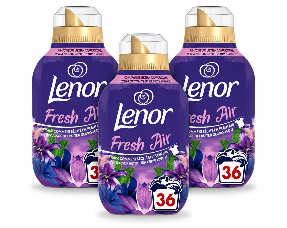 3 x Lenor - Wasverzachter - Fresh Air Maneschijn - Ultra Geconcentreerd - 36 Wasbeurten - Voordeelverpakking - 3 stuks