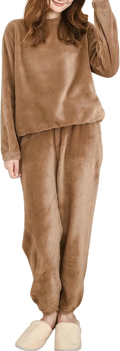 koraal fluwelen pyjamaset winter gevoerd en verdikt vrije tijd huiskleding warm tweedelige set