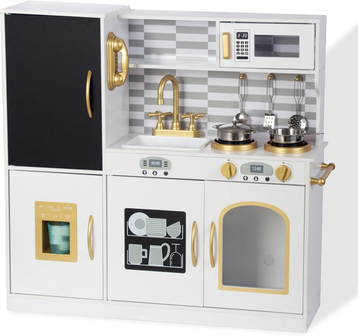 Keuken met tafel, vrieskast, accessoires, speelkeuken voor kinderen, cadeaus voor Kerstmis, verjaardag, jaar