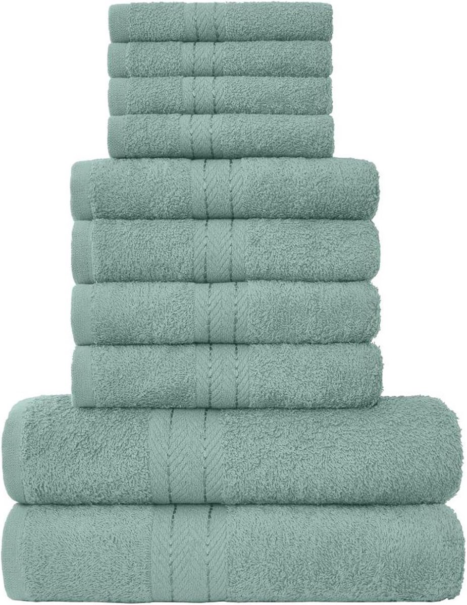 Handdoeken Familie Bale Set - 10-delig 100% Egyptisch katoen, 4x gezicht 4x Hand 2x Badhanddoek, Premium kwaliteit zeer waterabsorberende badkameraccessoires, machinewasbaar