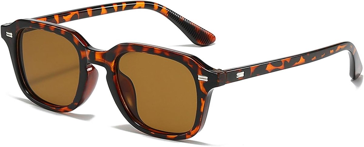 Zonnebril dames heren vierkante glazen vintage bril voor UV400-bescherming zonnebril