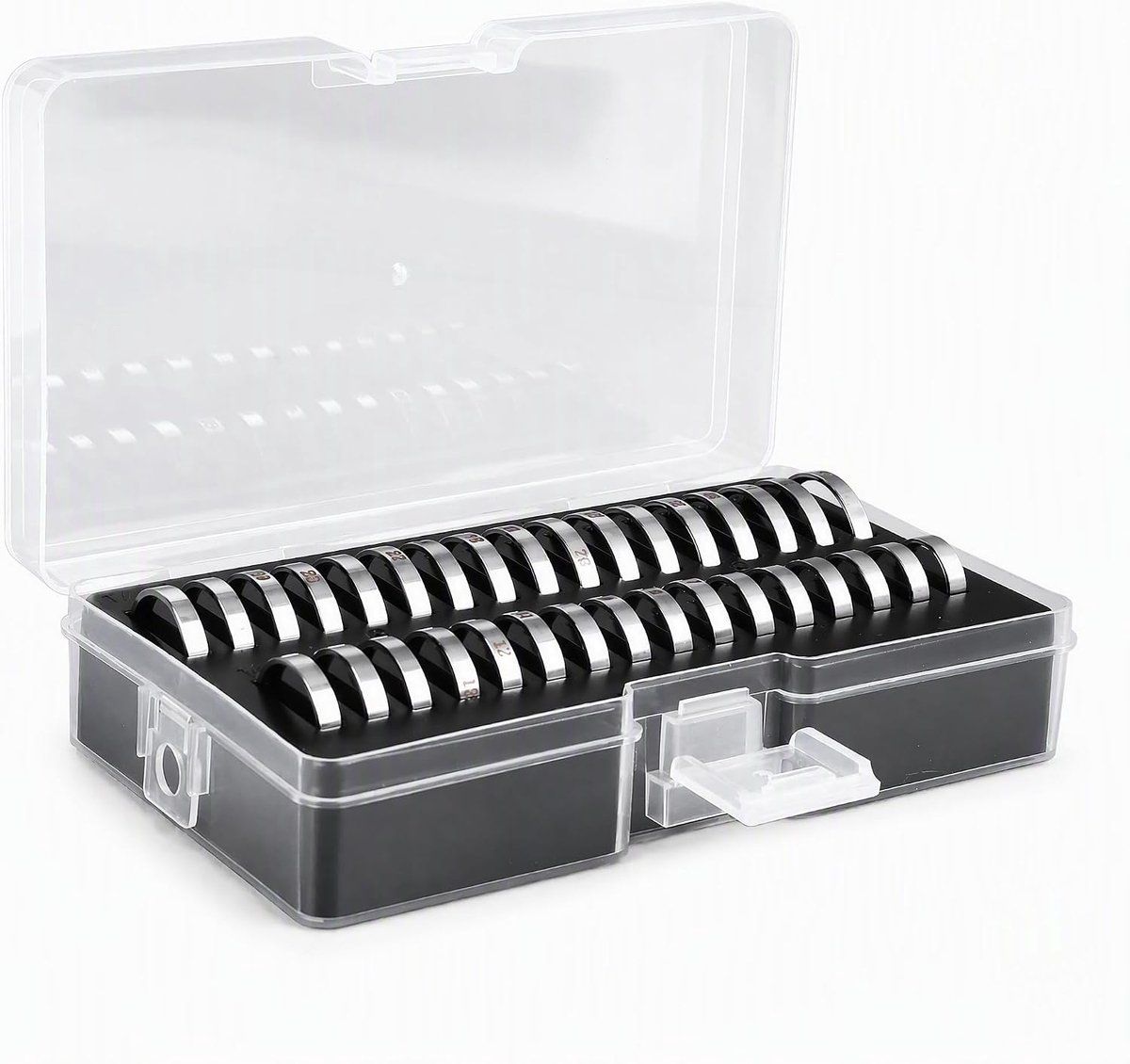 Sizer Meetinstrument, Roestvrijstalen Ringmaatmeter, Vingerringenmeter, Vingermaatset met Opbergdoos, Meet Maat 1-33 voor Het Maken van Sieraden