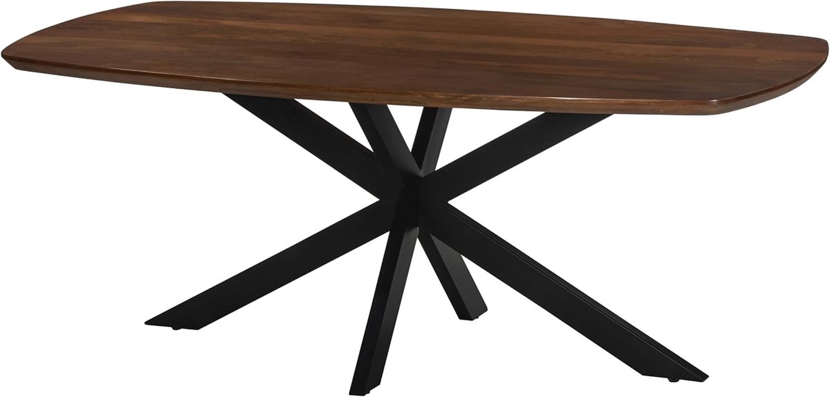 Eettafel deens ovaal mangohout 200cm Jordan bruin ovale tafel duurzaam mango eetkamertafel