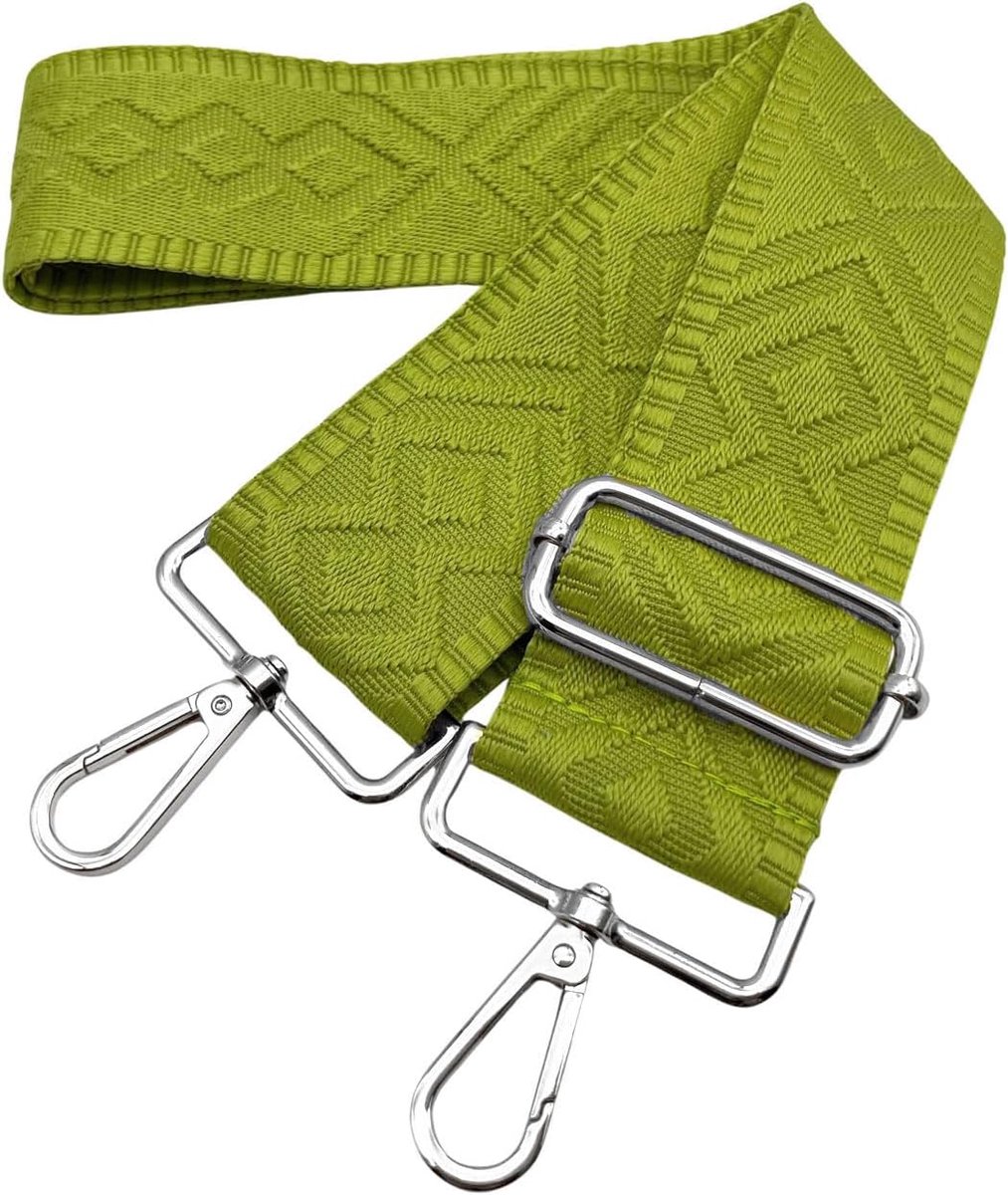 Schouderriem voor tas, brede riem, verstelbaar, verwisselbare handtas met zilveren gesp, voor dames, doe-het-zelf, accessoires, geel-groen, 5 cm, 13