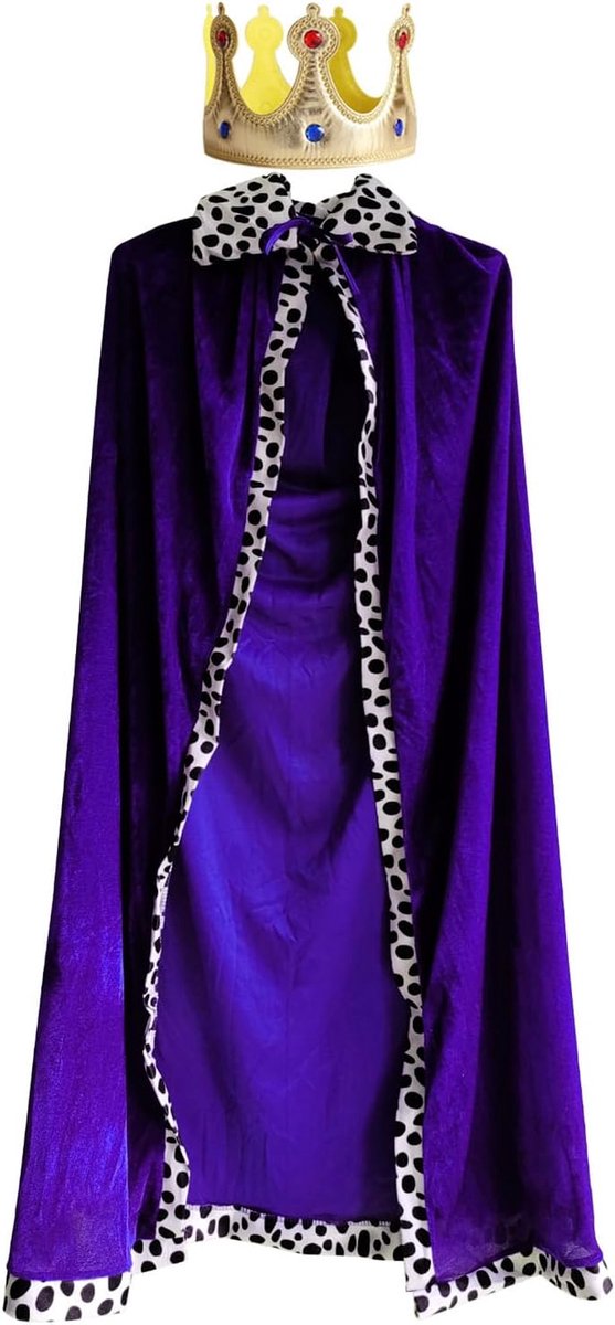 2 stuks koninginnenmantel, cape en kroon, koninginnenkostuum voor volwassenen, Halloween, themafeest, cosplay, carnaval