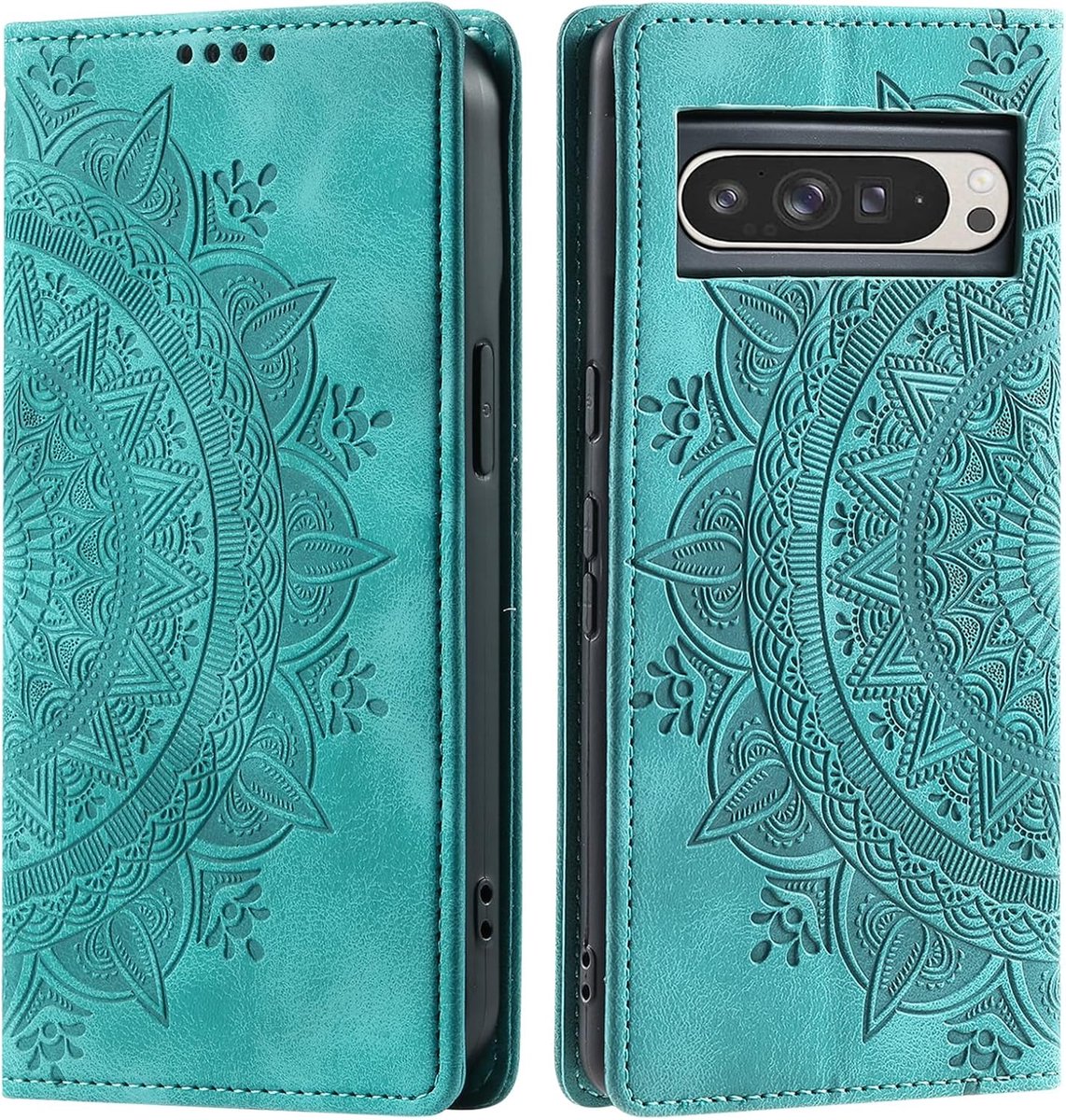 Hoesje voor Google Pixel 9 Pro XL, Telefoonhoesjes met Pasjeshouder, schokbestendig Telefoon Portemonnee Case beschermhoes voor Google 9 Pro XL (Retro Groen)