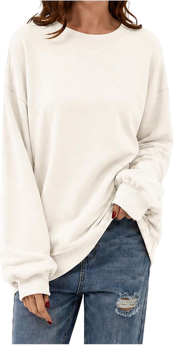 Sweatshirt,Y2K, voor dames, gestreept, oversized, lange mouwen, herfst, ronde hals, sweatshirt