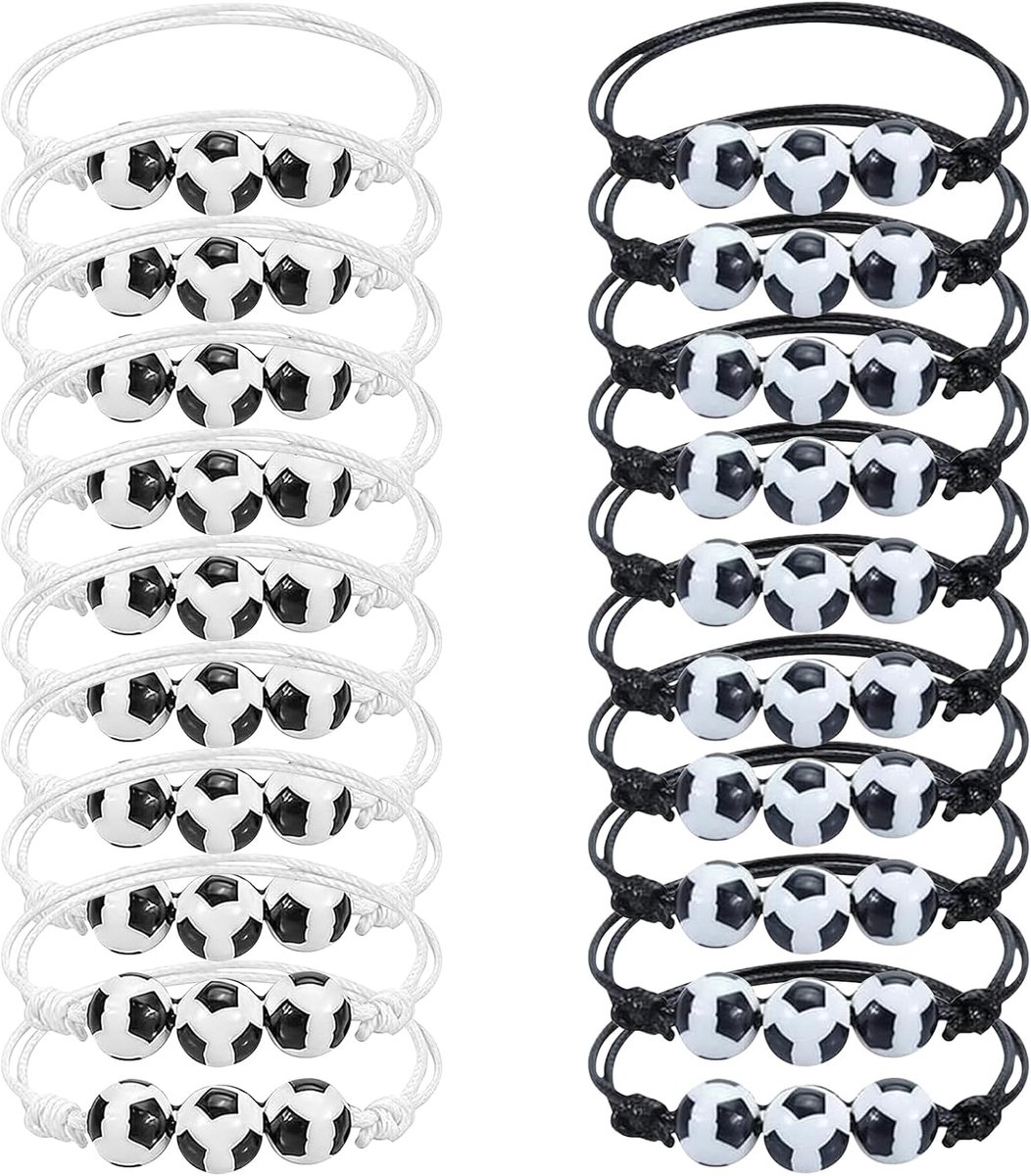 20 stuks voetbalarmbanden, gevlochten sportarmbanden, verstelbaar, vriendschapsarmband, cadeaus voor verjaardagsfeesten, gadget voetbal verjaardag