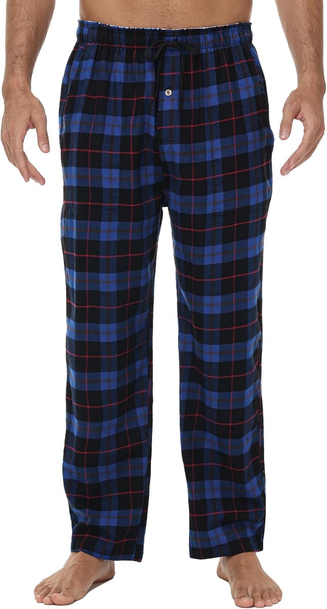 Pyjamabroek voor heren, lange katoenen pyjamabroek voor heren, zacht, ademend, loungewear, pyjamabroek, zakken