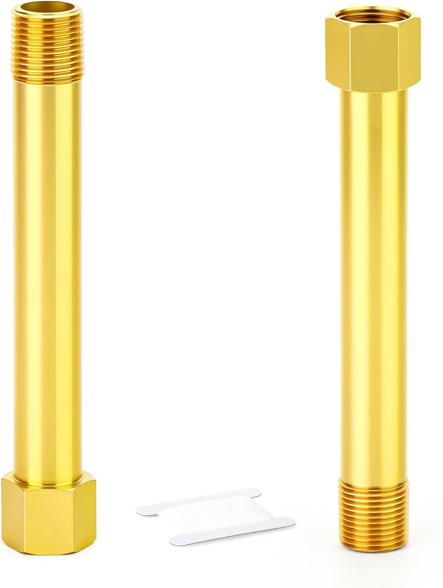 2 stuks messing nippelpijp, 1/8" BSP vrouwelijk naar mannelijk schroefdraad, 125 mm lange rechte pijpfitting verlengadapter, verloopstuk connector voor afvoer