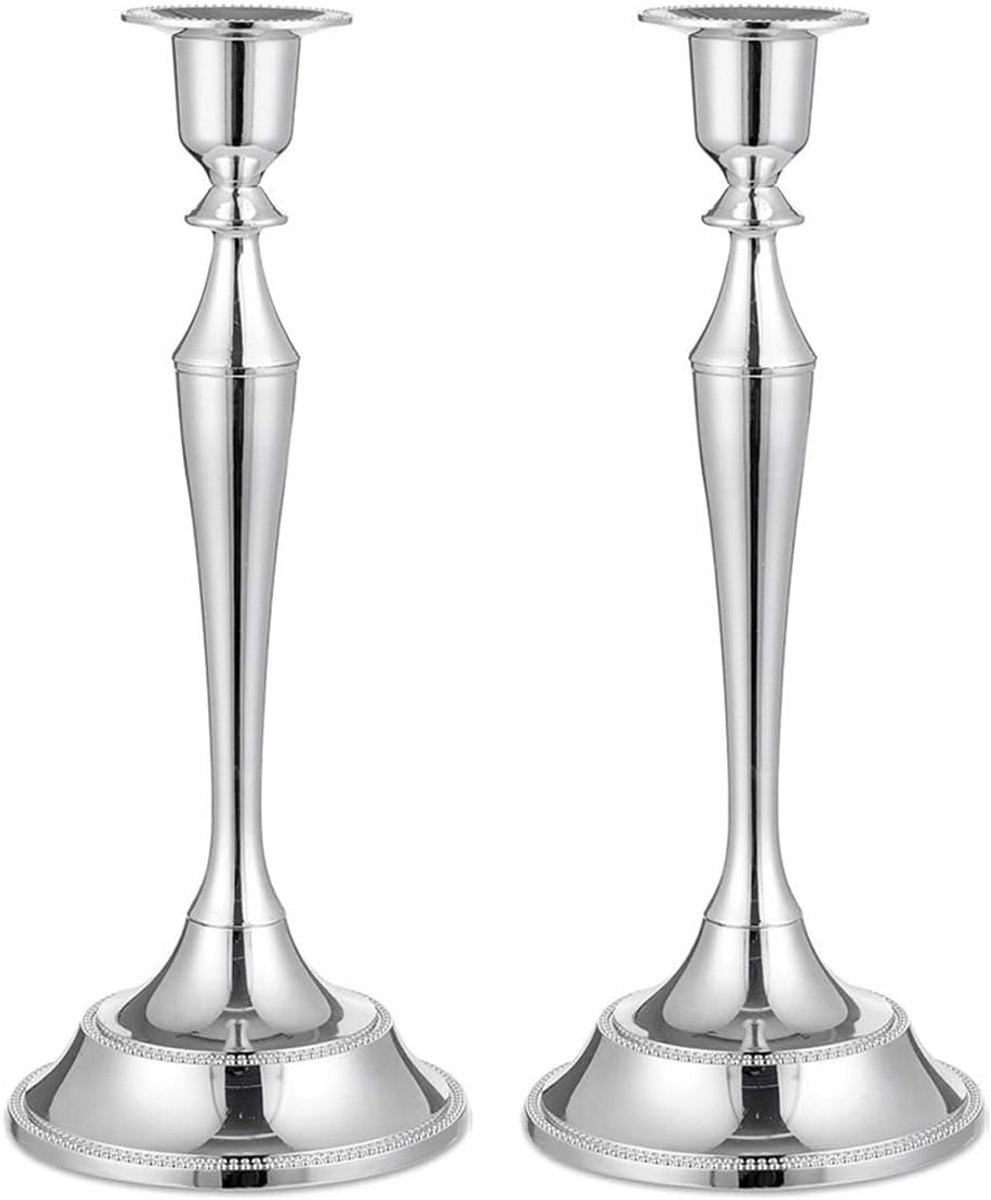 2 stuks zilveren enkelkop-legering zandloper kandelaar 260 mm hoog romantische tafelblad decor