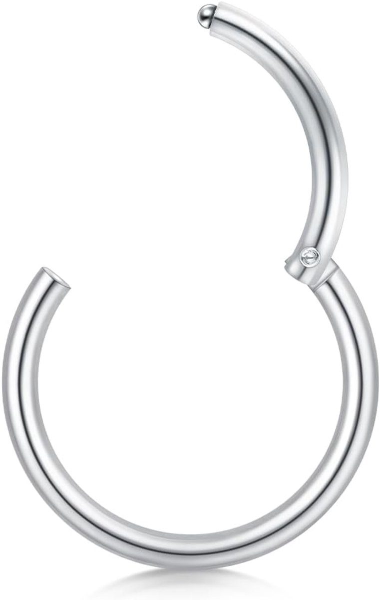 Titanium neusring, neuspiercing, ring, hoepel clicker, hypoallergene segmentring, piercing voor neus, septum, helix, tragus, conch, lip, zilver, goud, 16G, 18G, 20G, dikte & 6 mm, 8 mm, 10