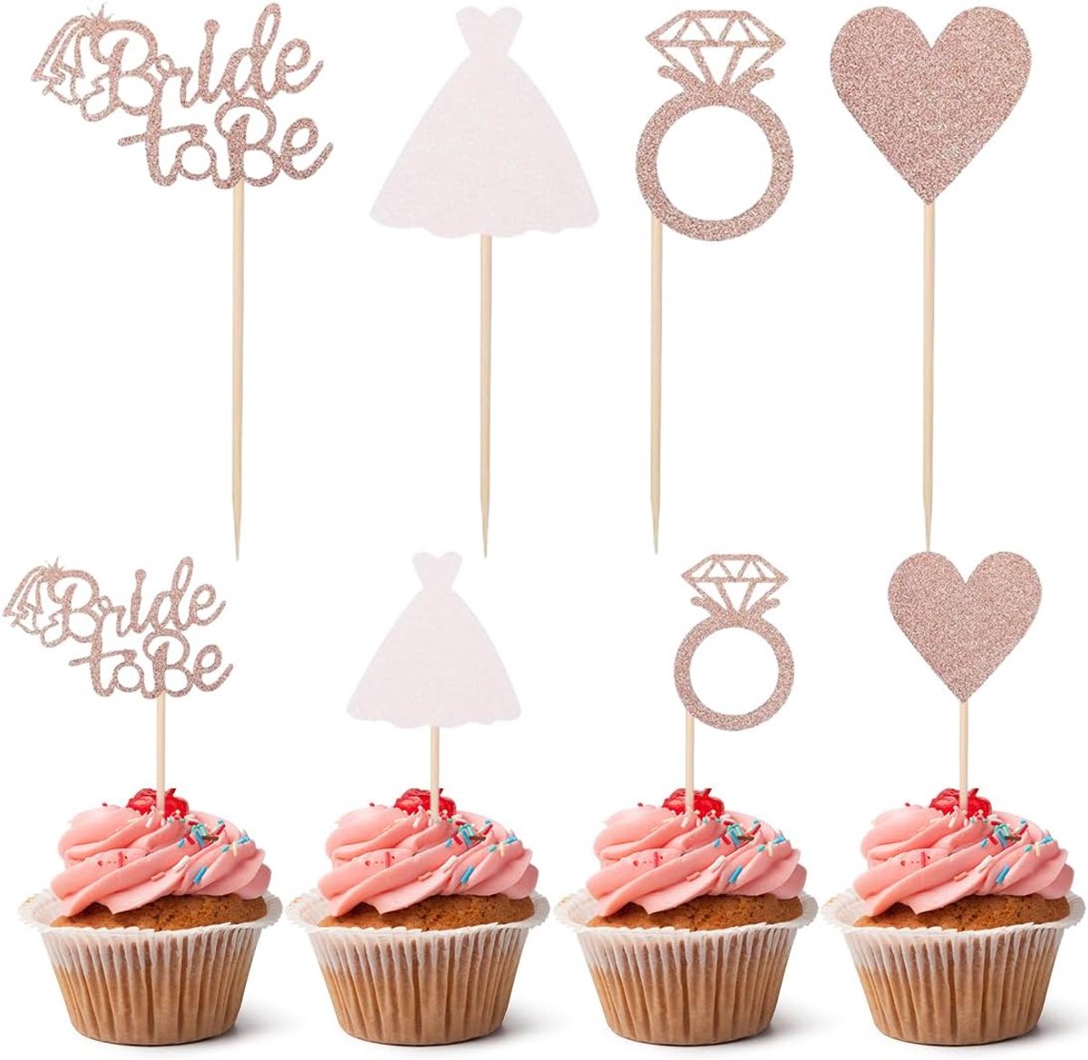 Bruid, 48 stuks, bruidstaartdecoratie, bruidstaarttoppers, bruidstaarttoppers, bruidstaarttoppers, voor bruidsdouche