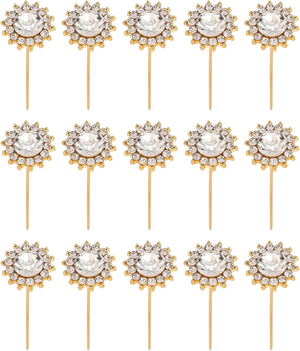 15st Diamanten Speldjes voor Boeketten, Strass Steentjes Decoratieve Speldjes Bloemhoofdjes Geschikt voor Bruidshaaraccessoires Feestboeketten Sieraden Doe-Het-Zelf Knutselprojecten