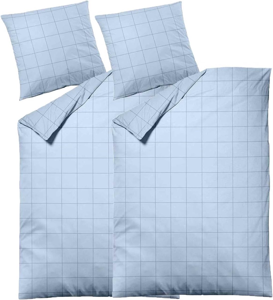 Linon, 2-delige set, beddengoed, katoen, geruit, ca. 135 x 200/80 x 80 cm (turquoise)