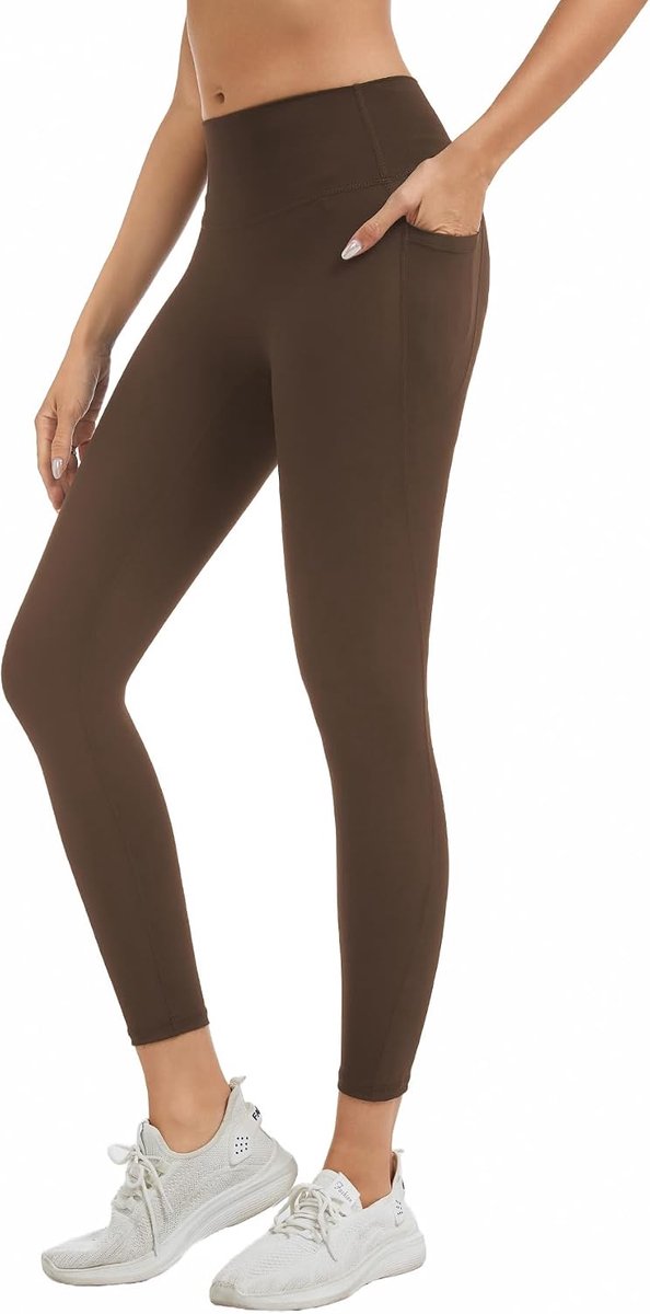 Leggings Dames, Invisible Scrunch Leggings met zakken, 7/8 Push Up Sportleggings Dames Lang, Opaque Leggings met Hoge Taille voor Gym en Yoga