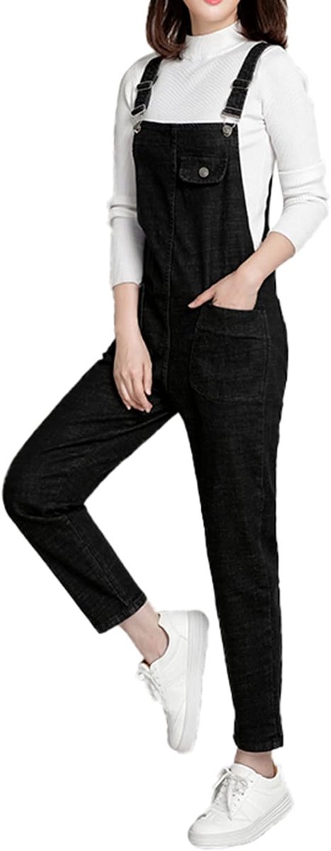 Plus Size Stretch Denim Tuinbroek Bib Overalls Lange Jumpsuits Playsuits Jean Broek (XS-6XL), Zwart, 44 — afbeelding 2