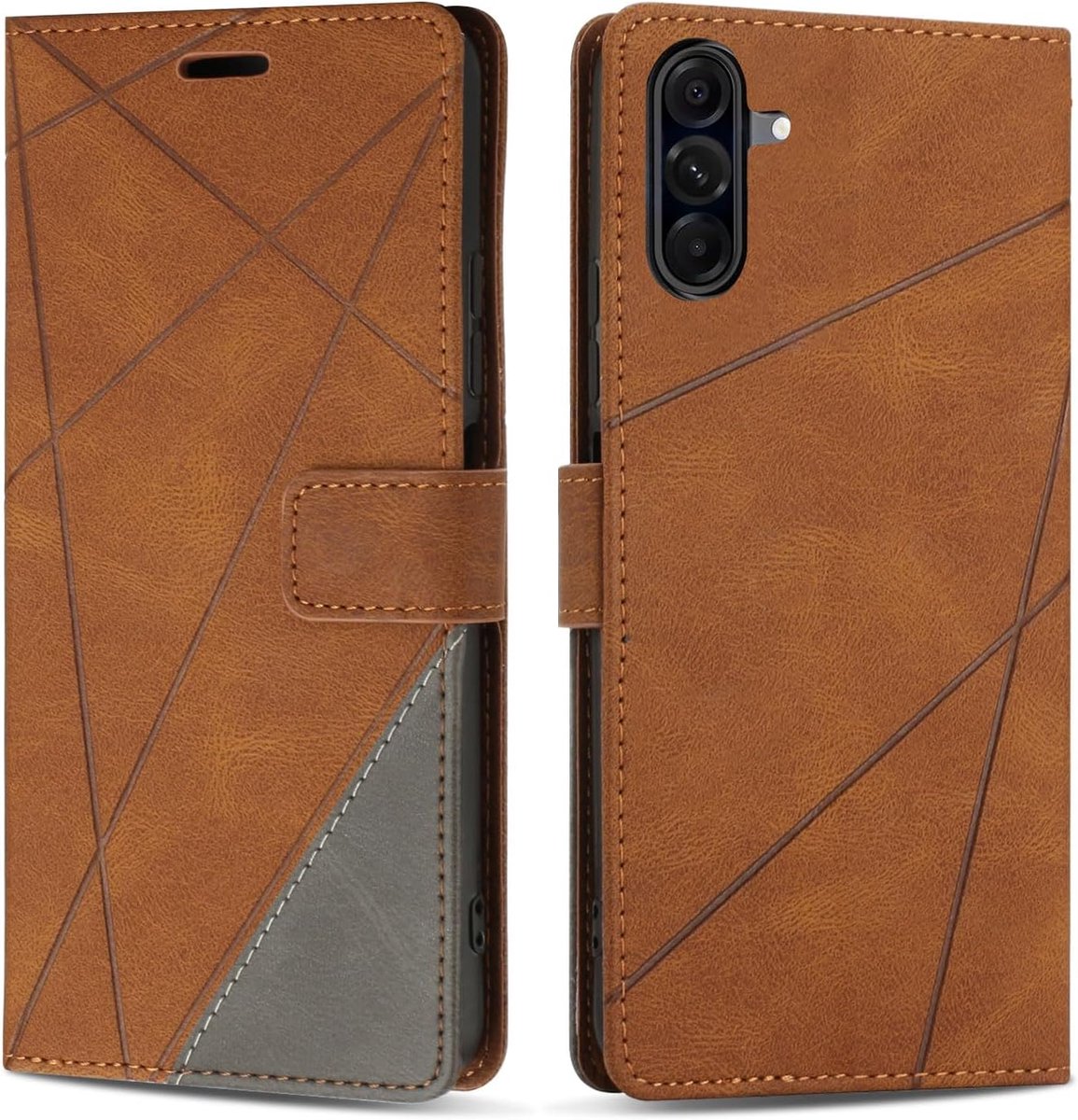 Hoesje voor Galaxy A36 5G, Premium Lederen Portemonnee Beschermhoes Telefoonhoesjes met Kaartenvakken Beschermhoesje voor Galaxy A36 5G, Bruin