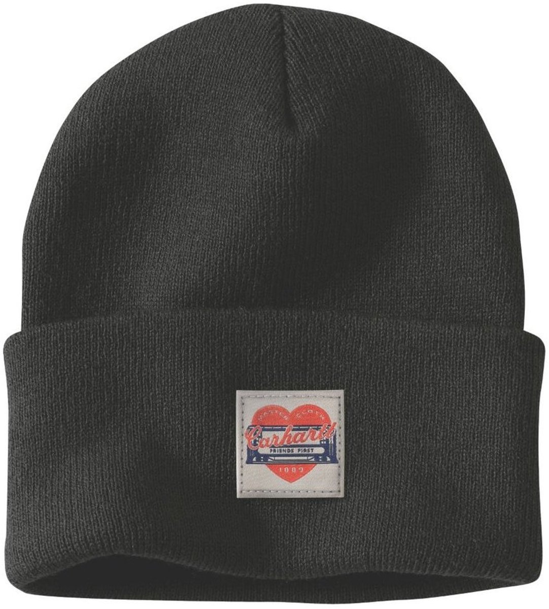 Carhartt Dames Knit -muts met hartjespatch 107409 Zwart