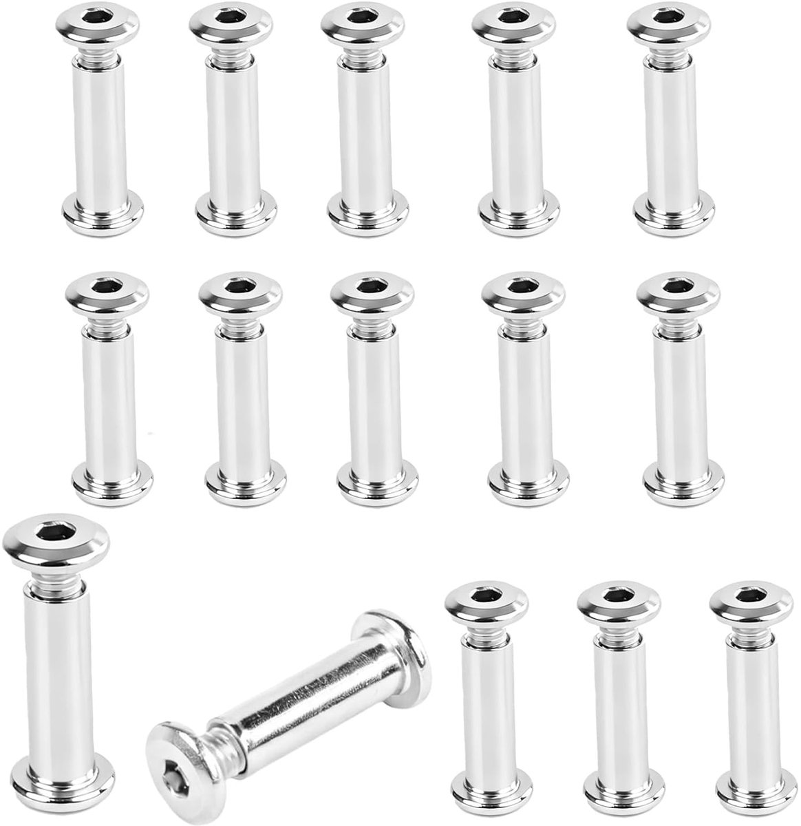 30 Stuks Φ8 Verbindingsschroeven Bouten met Schroef M6, Meubelbevestiging Bindschroeven Bouten, Nikkel Kast Verbindingsbouten, Nikkel Meubelschroeven, voor Meubelverbinder (31-37mm)