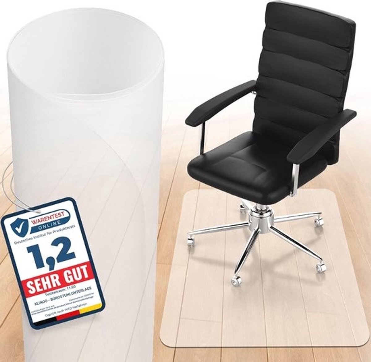 Vloerbeschermingsmat voor bureau - Krasbestendige ronde onderlegger - 90 cm - Melkwit