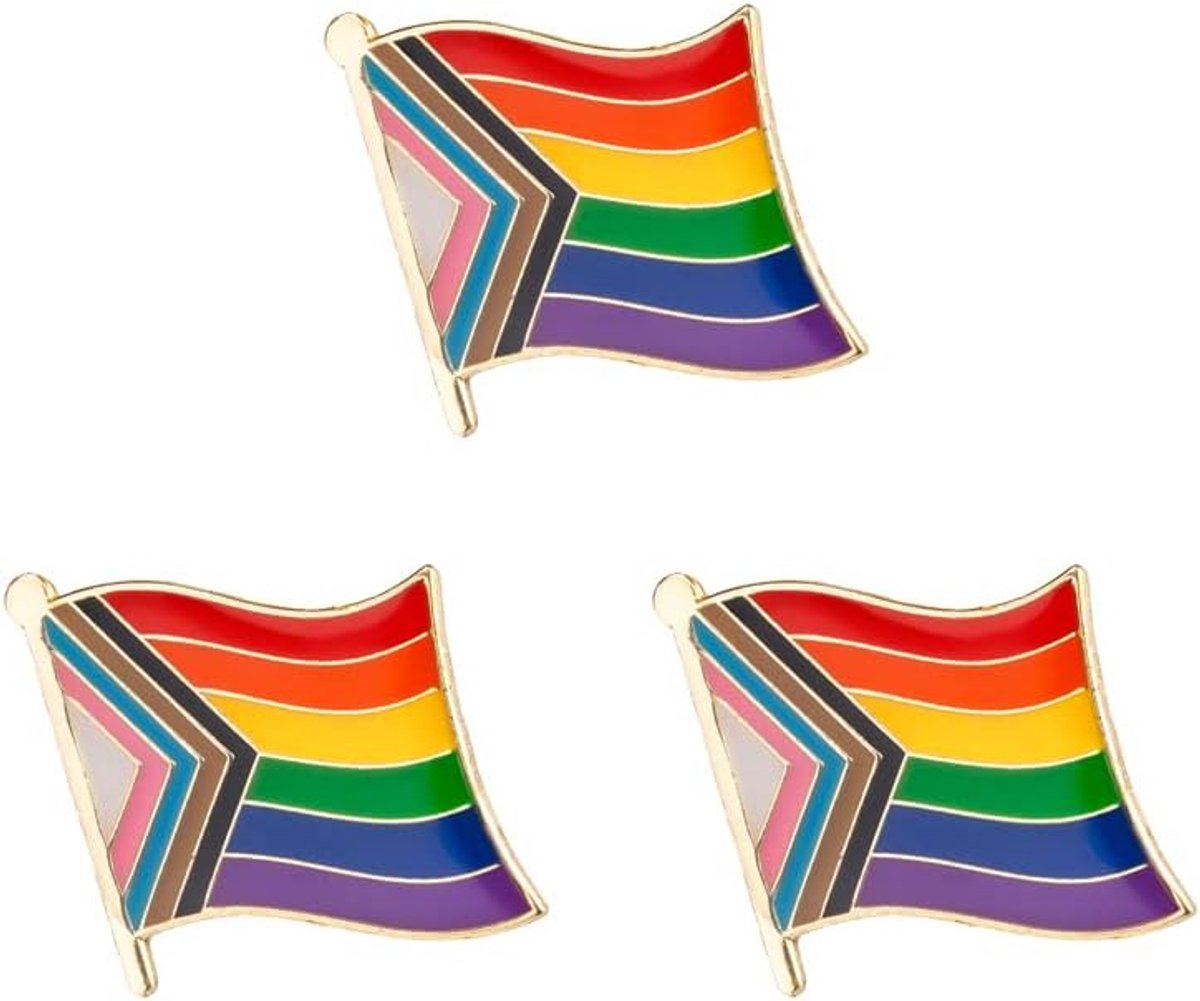 Reversspeldjes in hartvorm met regenboogtrots, 5 stuks