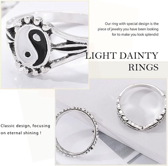Vintage Knuckle Ring Sets Zilver Olifant Stapelbare Vingerringen Midi Size Gezamenlijke Knuckle Ring Sets voor Vrouwen en Meisjes 14 Stuks — afbeelding 2