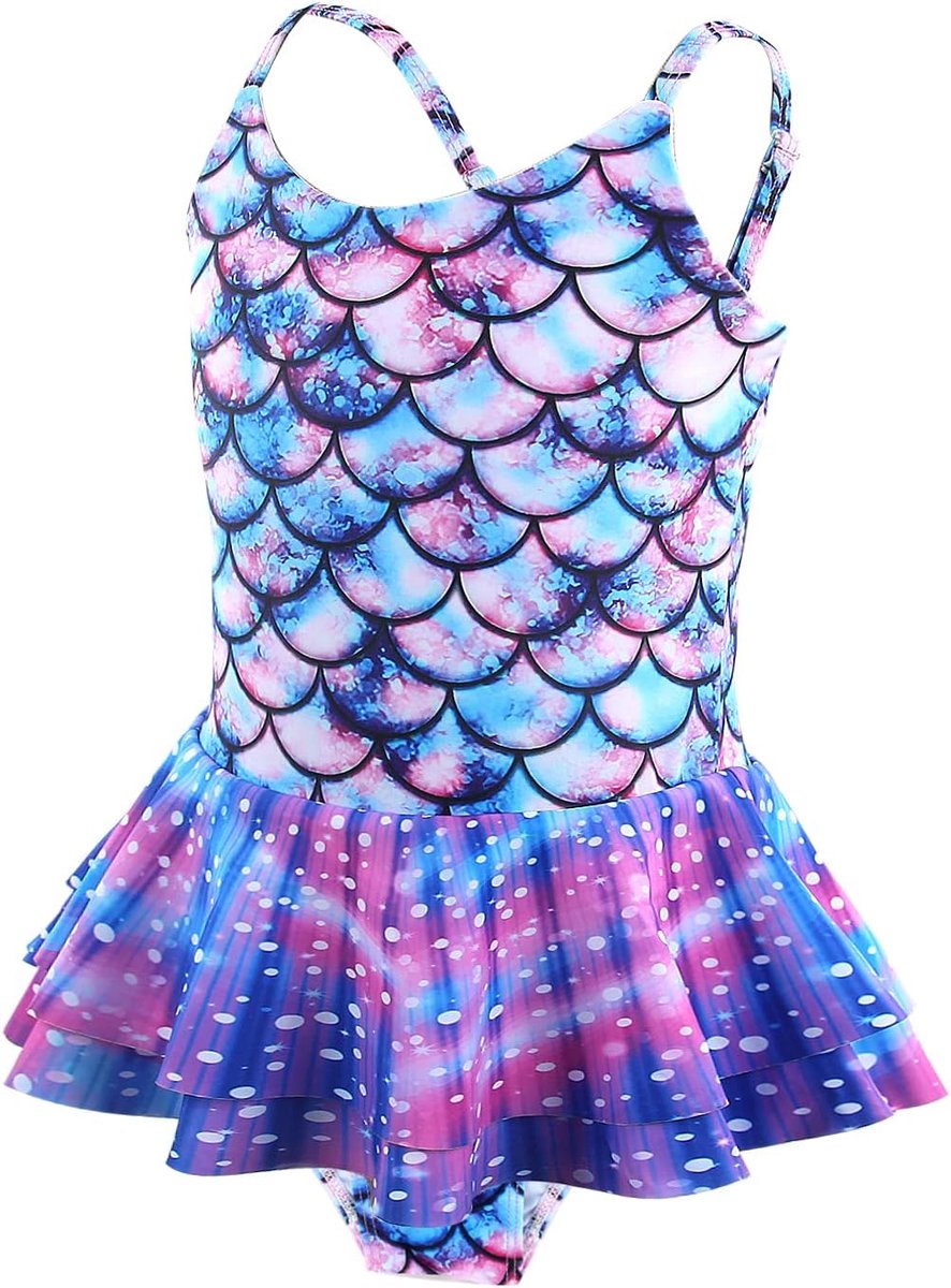 MUNCASO Meisjesbadpak, eendelige bikini voor meisjes, zeemeerminnen, eendelige strandkleding met prinsessenrok zoom, spa, strand, badpak