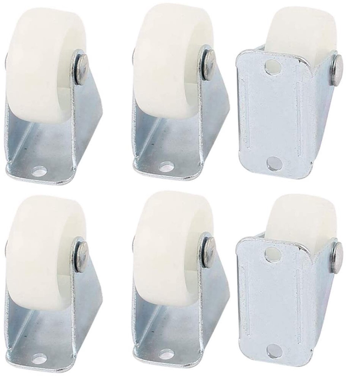 6 stuks trolley vaste wiel, kunststof kleine zwenkwiel, mini slijtvaste PP 1 inch platte bodem richtingswiel voor lade, trolley, stoel, meubels, Robot stofzuiger wielen (wit)