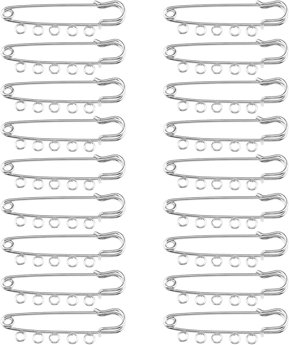 20PCS Kilt Pins Safety Pins Brooch Pins Fasteners with 5 Holes for Shirts Blankets Purses Costume Design Findings Jewellery Making Craft 57mm