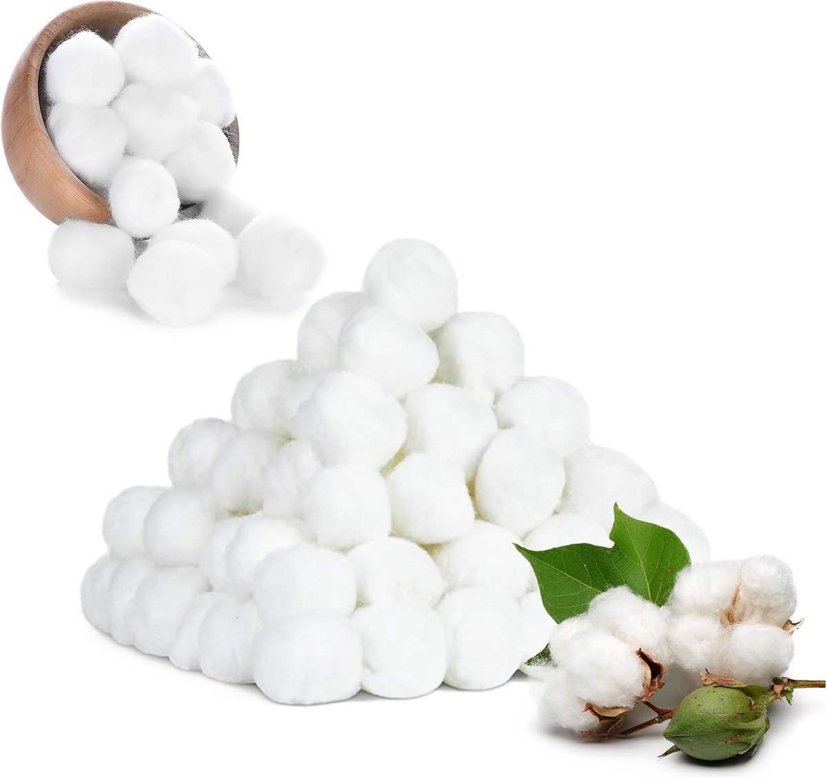 Wattenballen, wattenballen, witte wattenbol, rond, make-up katoenen ballen, ontvetten wattenbolletjes, wattenbolletjes, wit, wattenbolletjes, 300 stuks