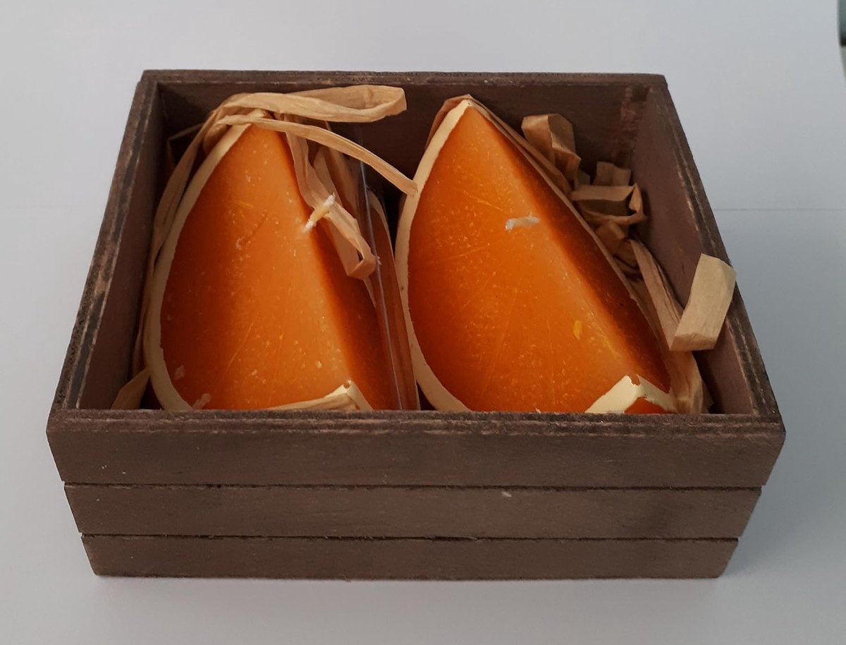 Set van 2 kaarsen in sinaasappelschijfje 10 cm