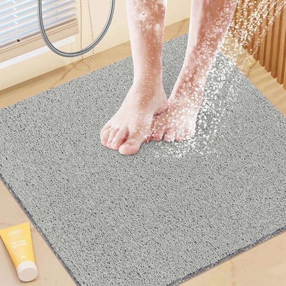 Douchemat 21"x21" Grijs - Perfect voor Bad en Badkamer