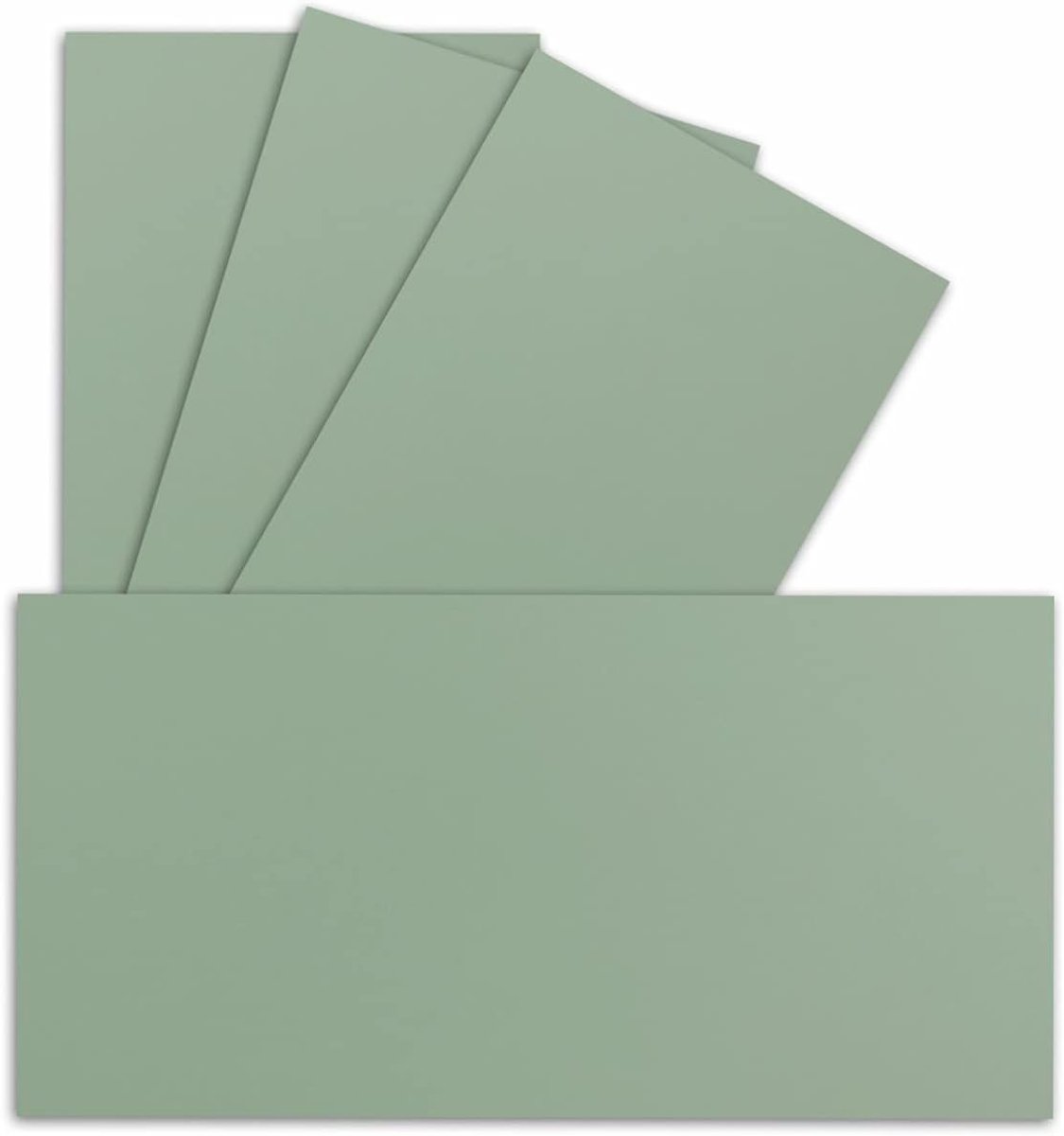 50 enkele kaarten DIN lang, 9,9 x 21 cm, 240 g/m², eucalyptus, knutselpapier, gekleurd karton, ideaal voor het bedrukken voor wenskaarten en uitnodigingen