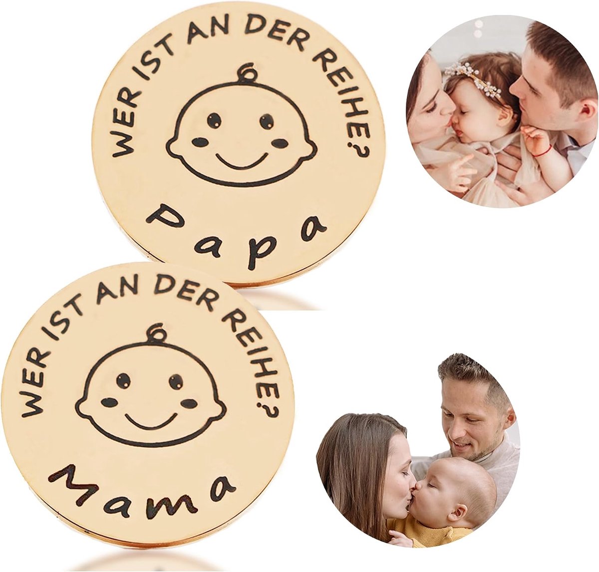 Beslissingsmunt voor nieuwe ouders, nieuwe papa, mama, geschenken, beslissingsmunt, doopgeschenk voor meisjes en jongens, nieuwe ouders om een beslissing te nemen (roségoud)