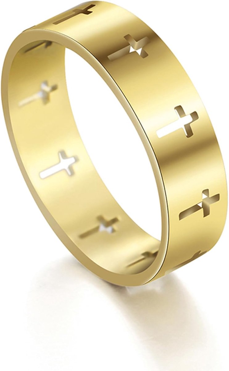 Ring voor Mannen Vrouwen Christian Cross Ringen Spinner Rvs Lord's Gebed Angst Ring Religieuze Bruiloft Verklaring Stapelbare Band Ringen