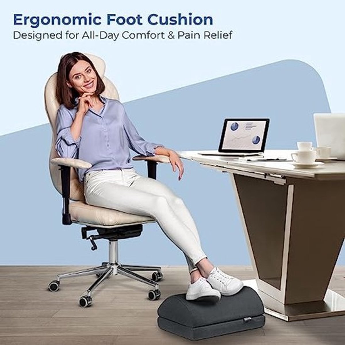 Verstelbare Ergonomische Voetensteun Onder Bureau met Traagschuim en Antislip Basis - 15 cm Hoogte Verhoging