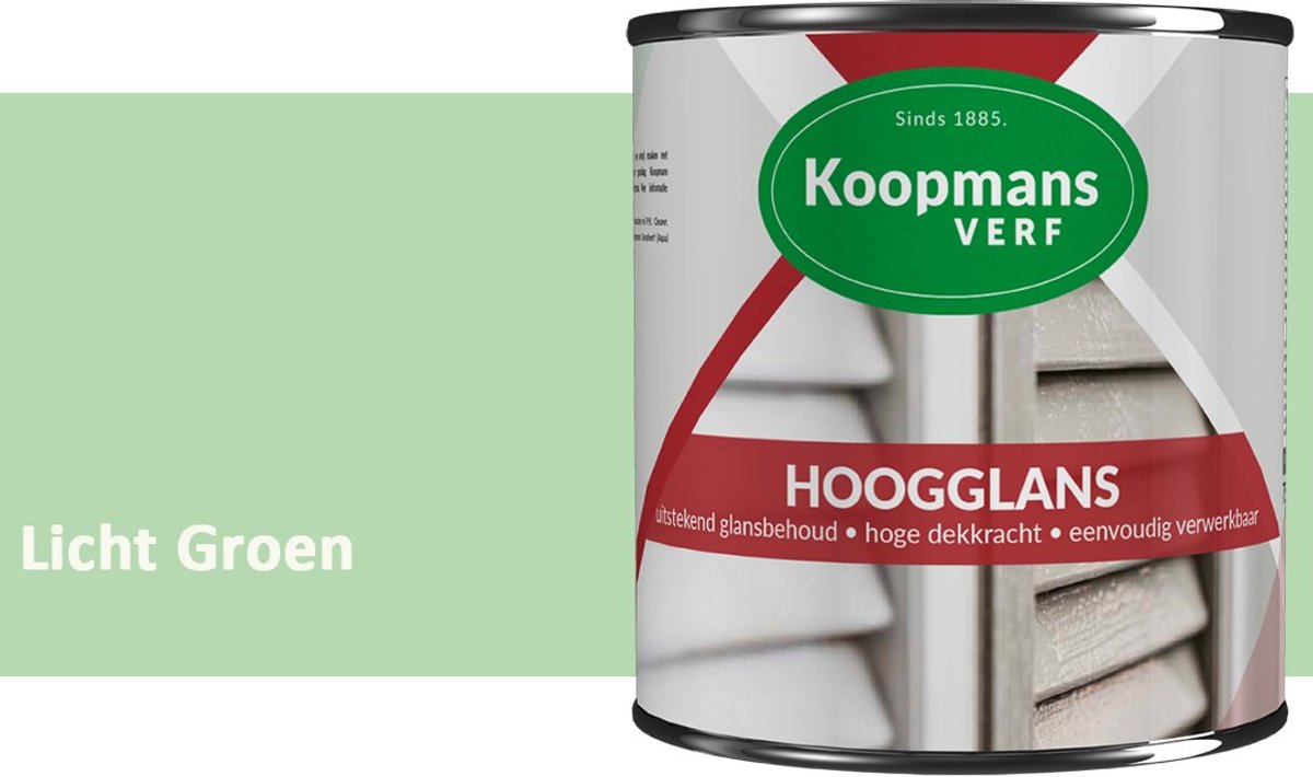 Koopmans Hoogglans Lakverf Binnen & Buiten – Voor Hout en Metaal – Krasvast – Hoge Dekkracht – Kozijnen, Deuren & Meubels – Licht Groen – 750 ml