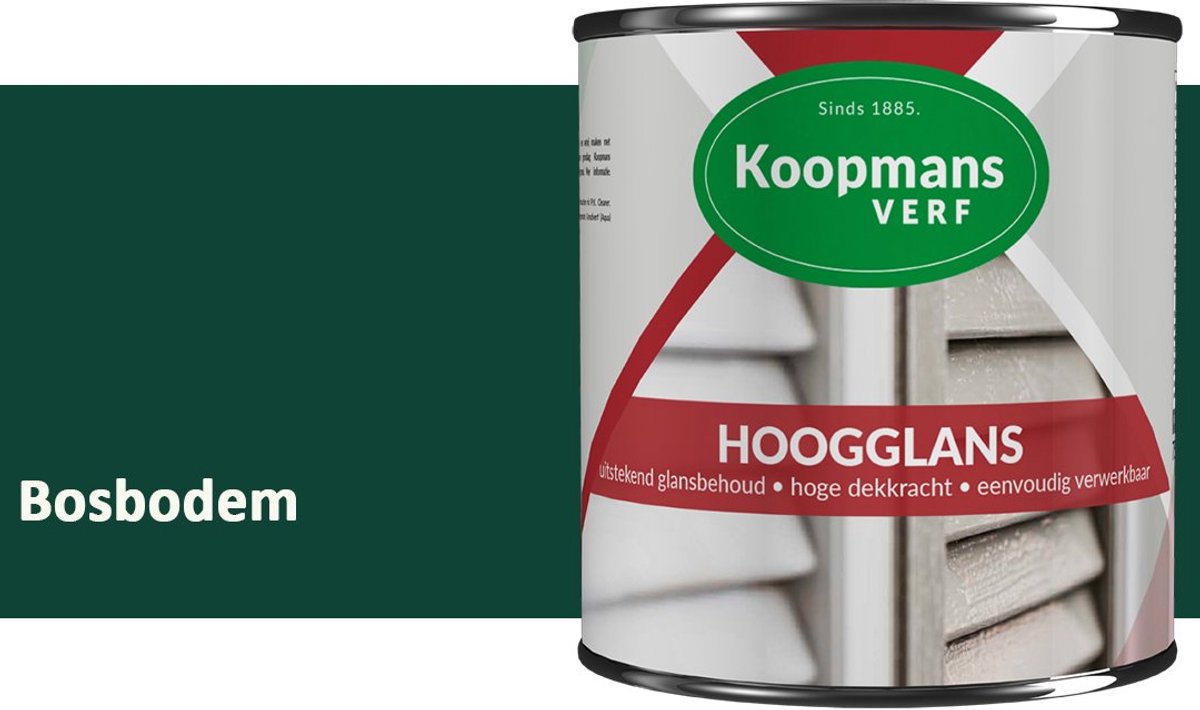 Koopmans Hoogglans Lakverf Binnen & Buiten – Voor Hout en Metaal – Krasvast – Hoge Dekkracht – Kozijnen, Deuren & Meubels – Bosbodem – 750 ml