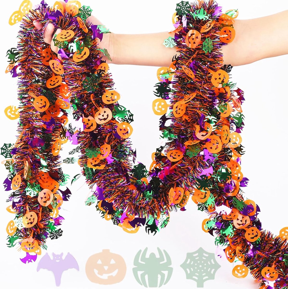 5 STKS Halloween klatergoud slingers groene spin Halloween