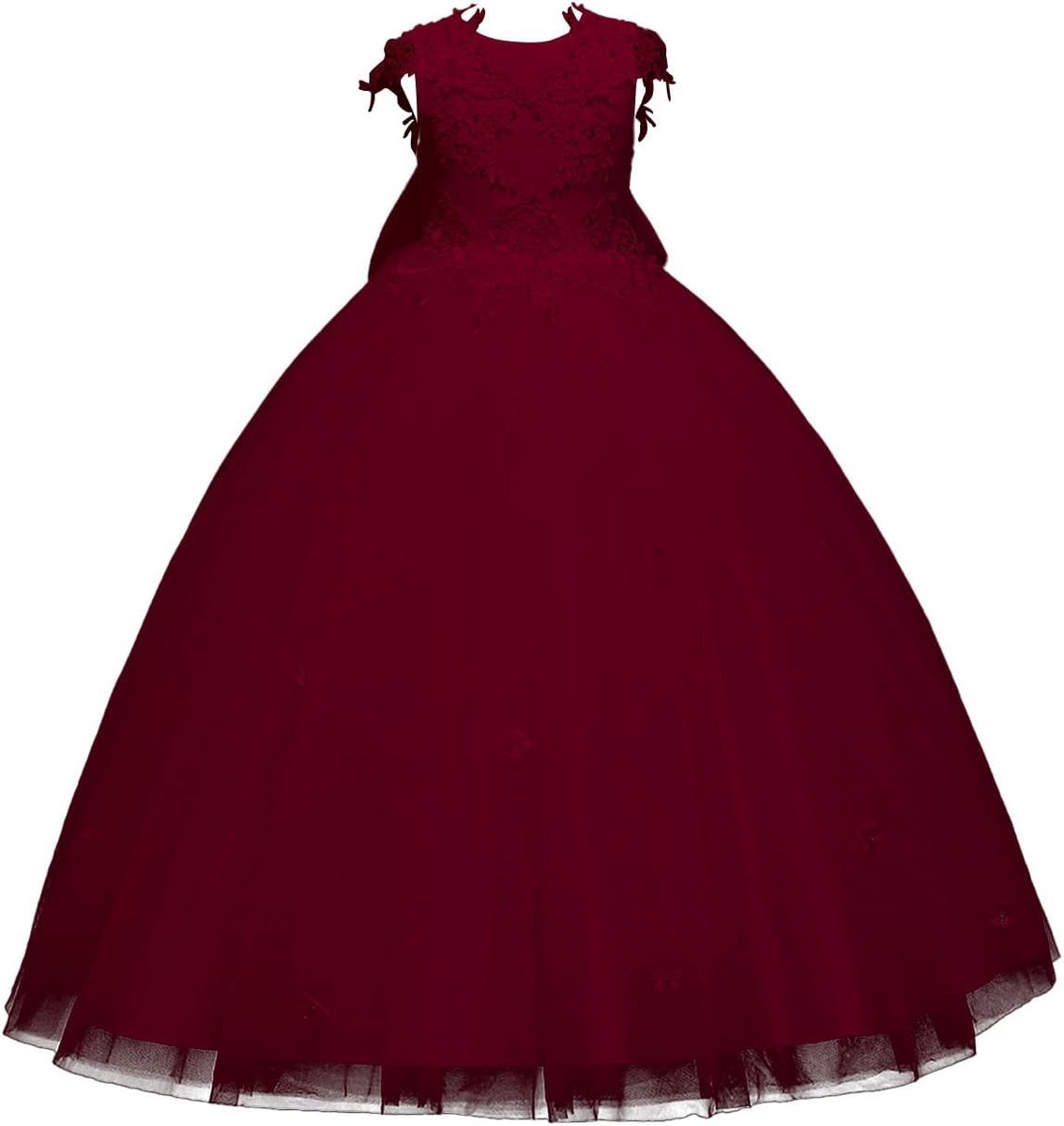 Jurk voor meisjes, ceremonie, bruiloft, prinses, tule, kant, open rug, strik, avond, verjaardag, feest, elegant, kinderkleding, A91
