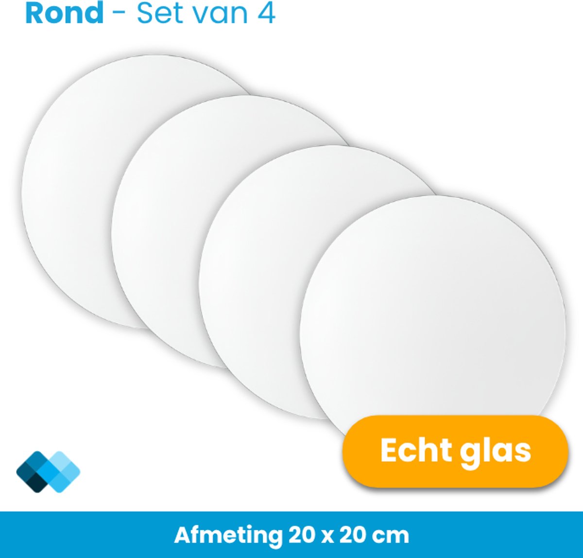 Glazen Plakspiegels Rond 20 cm – Set van 4 – Zelfklevend – Echt Glas – Wanddecoratie