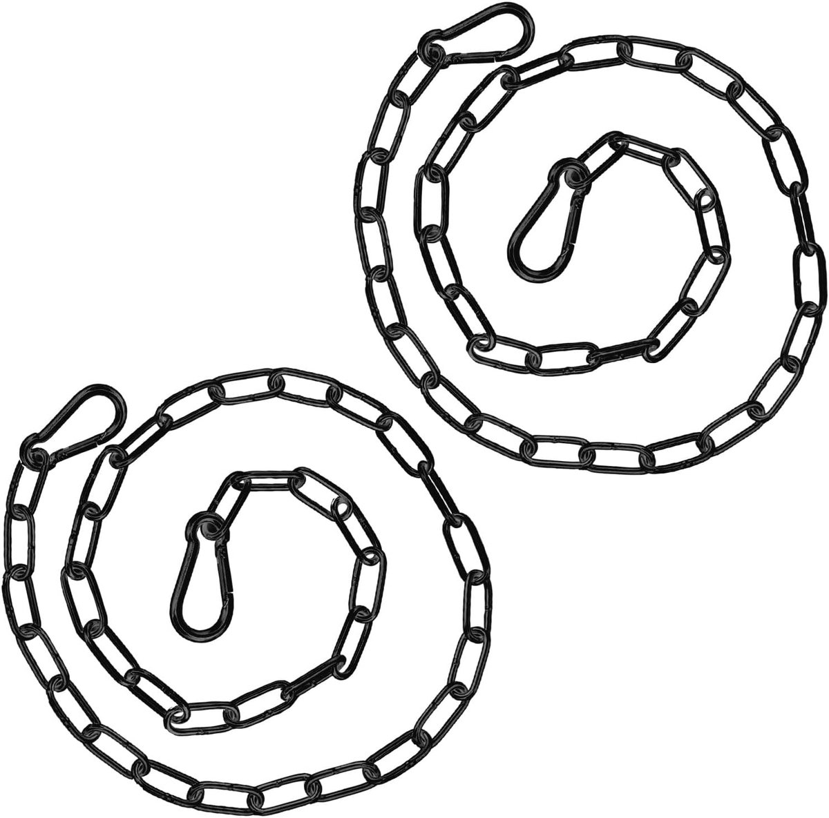 2 Stuks Poortketting, 110 cm Zware Ophangketting met Dubbele Karabijnhaken Boerderijpoortgrendel Ketting voor Schommel voor Binnen Buiten Hangmat Paard (3 mm Dik, Zwart)