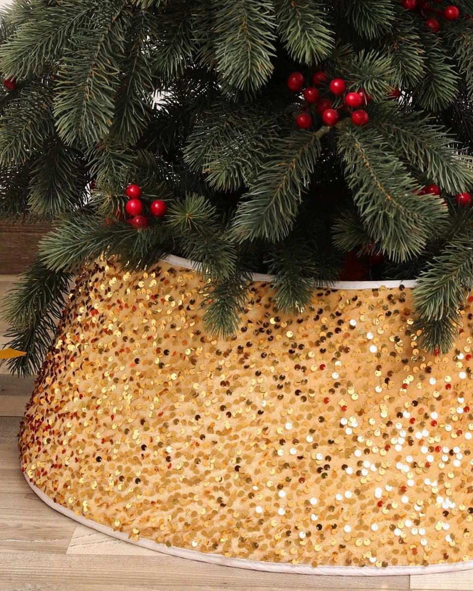 Kerstboomrok voor 6/7/8ft boom, kerstboomkraag basis mand hoes decoratief voor elk type kerstboom (72 cm, goud)