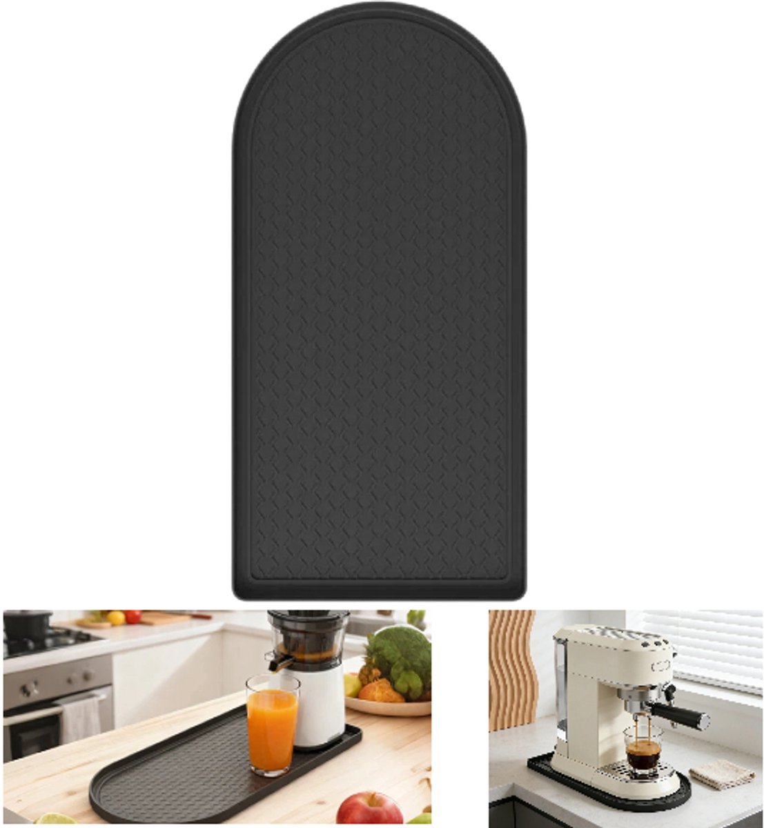 1 stuk - Siliconen koffiemat - Beschermmat voor koffiemachine - Barmat - Mat voor koffiemachineblad - Koffiemachinemat - Hittebestendige siliconenmat - 40,3*20,4*1,3 cm - Zwart - Antislip - Geschikt voor koffiemachines