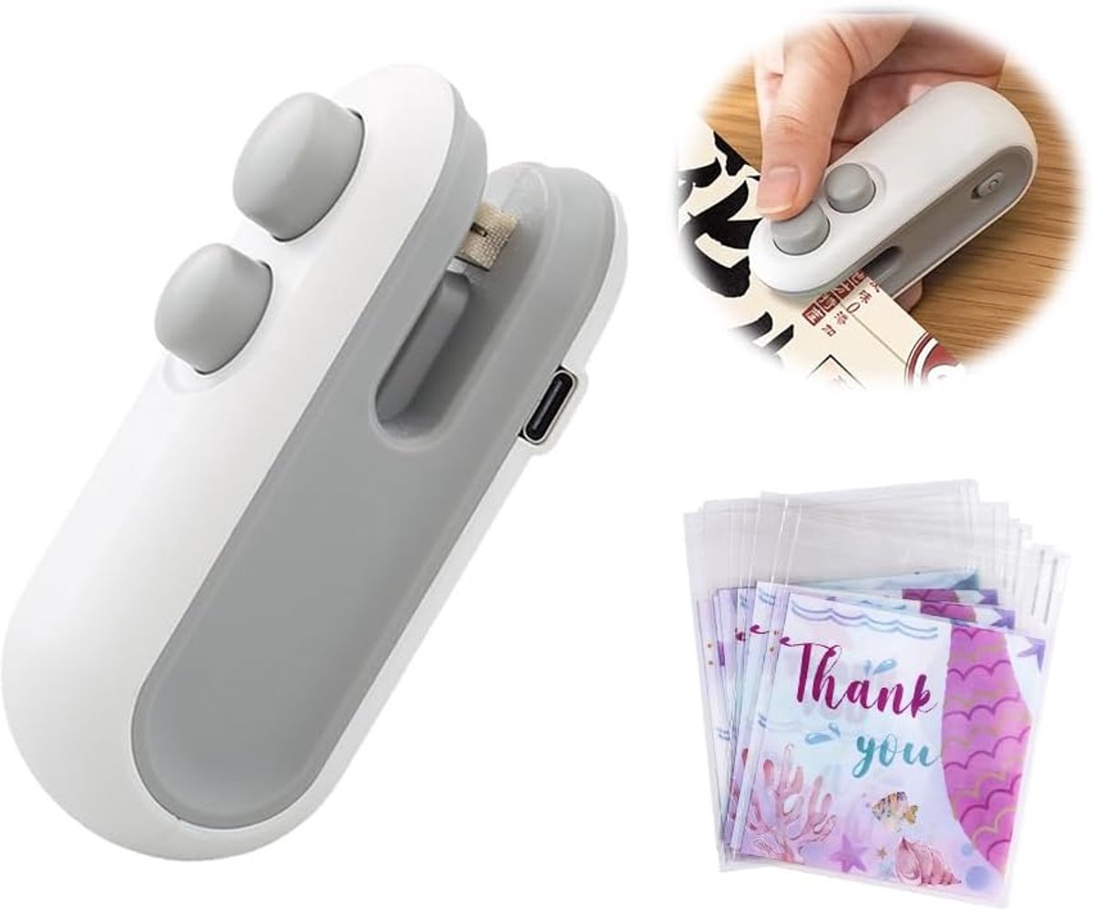 2-in-1 thermo-verzegelingsapparaat voor het verzegelen van zakken, afdichtingsmachine en draagbare snijmachine, mini-thermische afdichting, USB-opladen, voor het