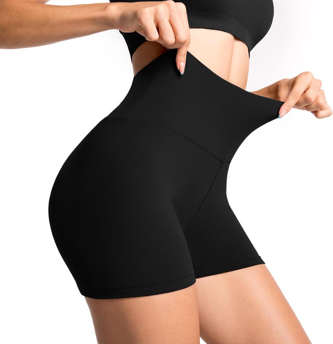 Shorts voor dames, zwarte fietsbroek voor biker workout running yoga