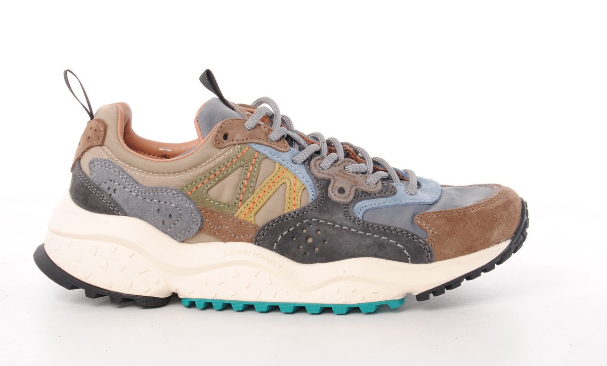 Flower Mountain heren sneaker Solin suède en nylon bruin grijs