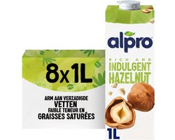 Alpro Drink Plantaardige Hazelnotemelk Original - Lactosevrij & Glutenvrij - 8 x 1L